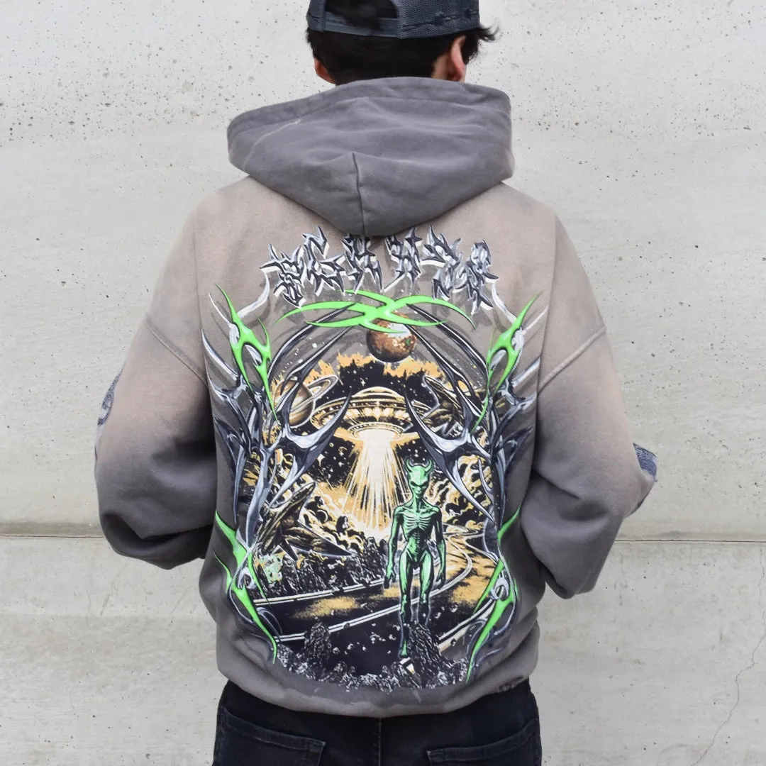 Biosignature Washed Hoodie - Grey/Tan