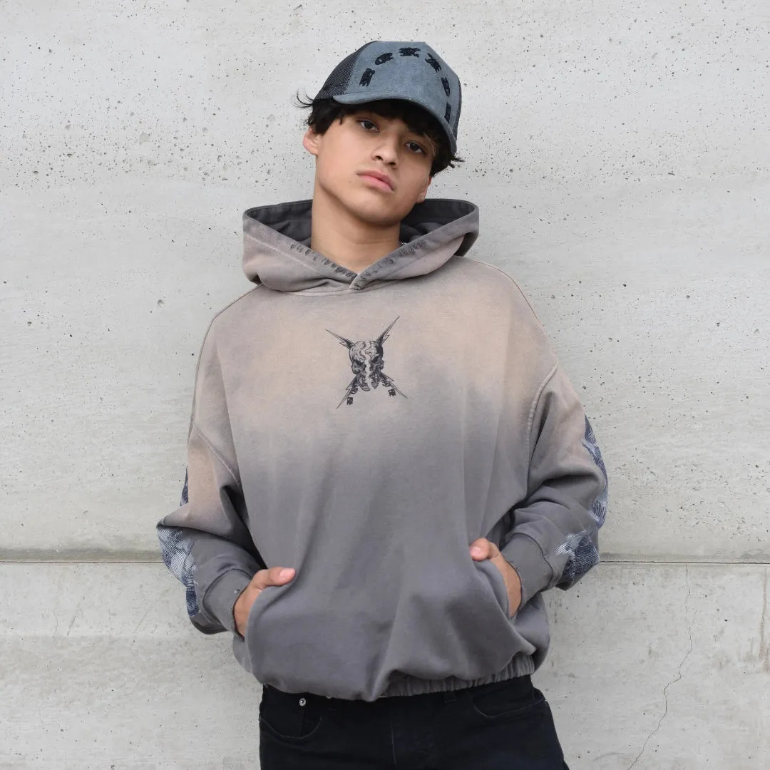 Biosignature Washed Hoodie - Grey/Tan