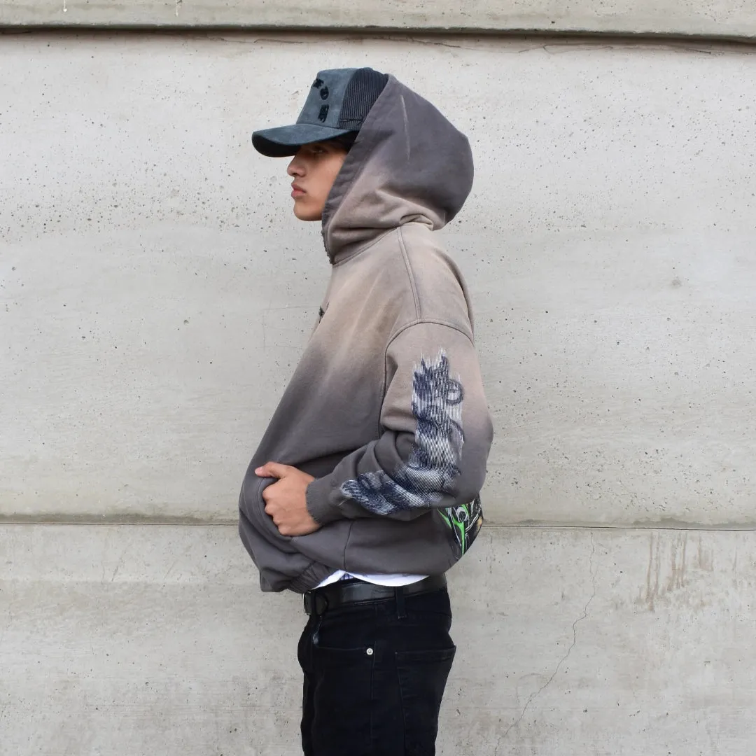 Biosignature Washed Hoodie - Grey/Tan