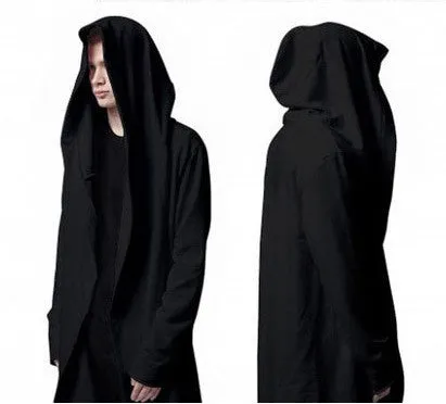 Black Cloak Hooded Male Streetwear Hip Hop Long Hoodies Clothing Men Outerwear Cool Man