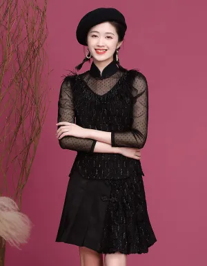 Black Two-Piece Qipao Cheongsam