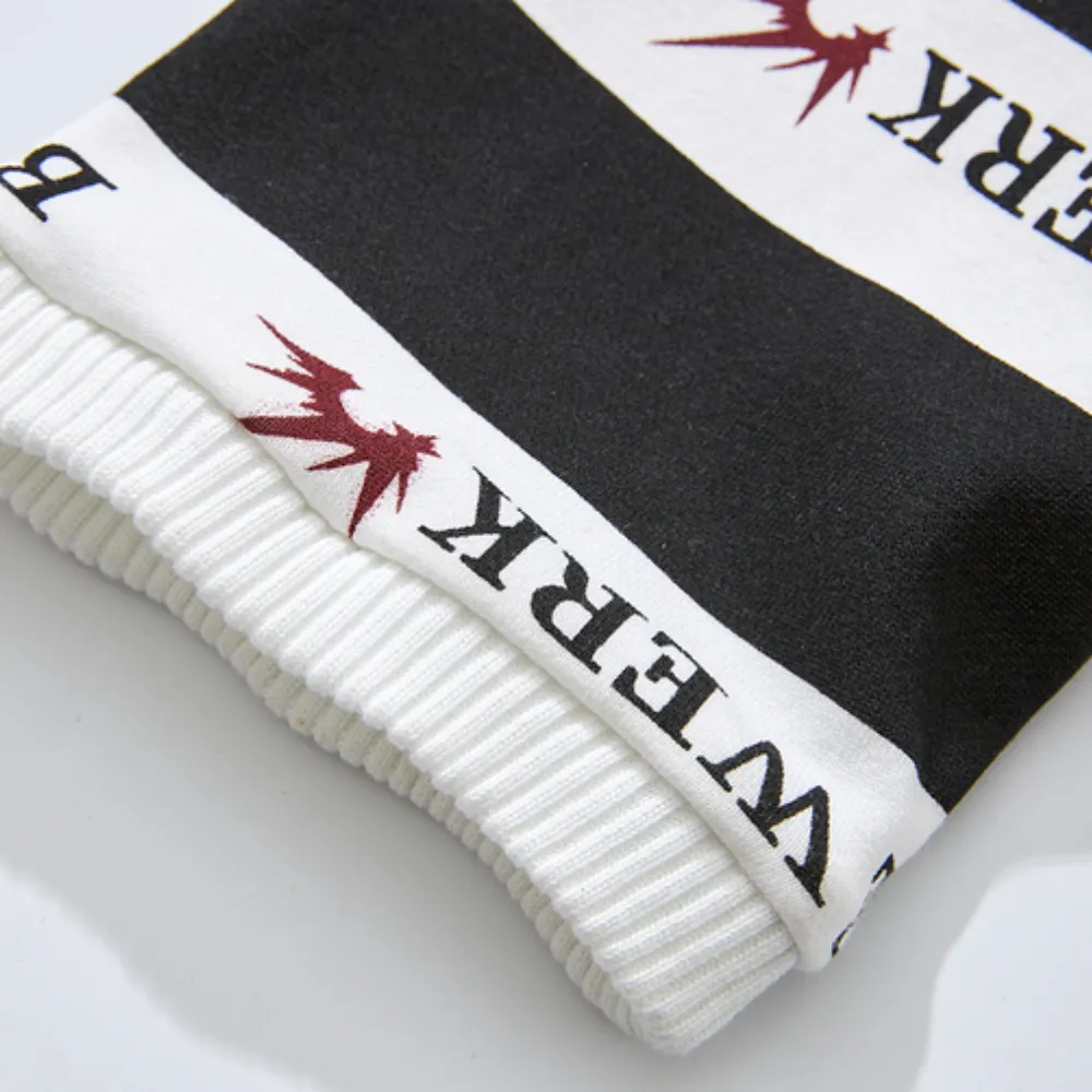 Bold Letter Pattern Polo Sweatshirt