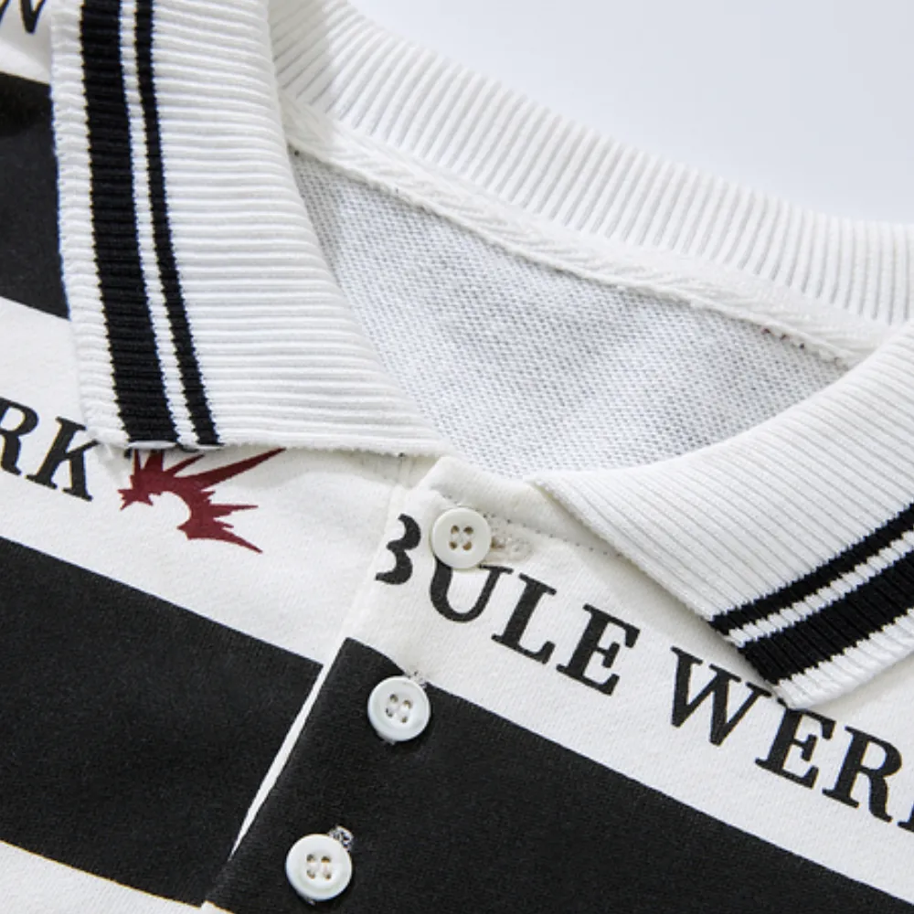 Bold Letter Pattern Polo Sweatshirt