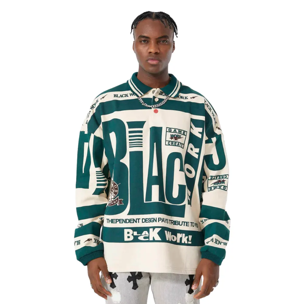 Bold Letter Pattern Polo Sweatshirt