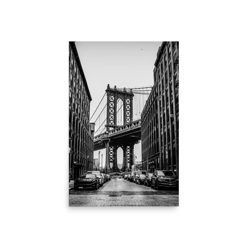 Brooklyn Bound – Edgy Black & White Brooklyn Bridge Poster