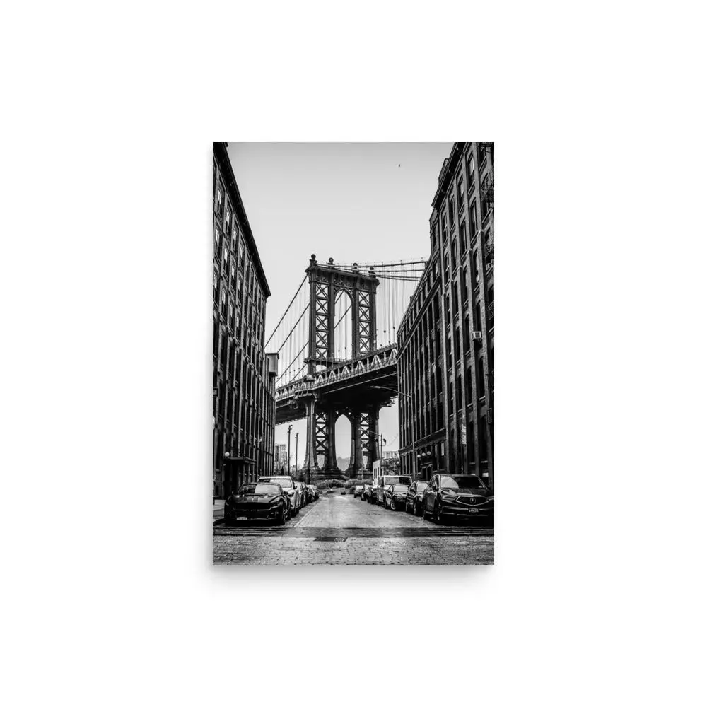 Brooklyn Bound – Edgy Black & White Brooklyn Bridge Poster