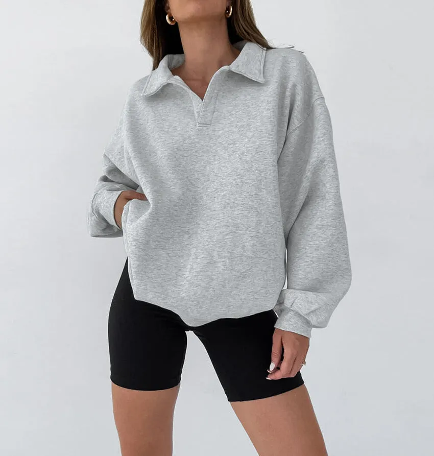 Button Down Turtleneck Sweatshirt