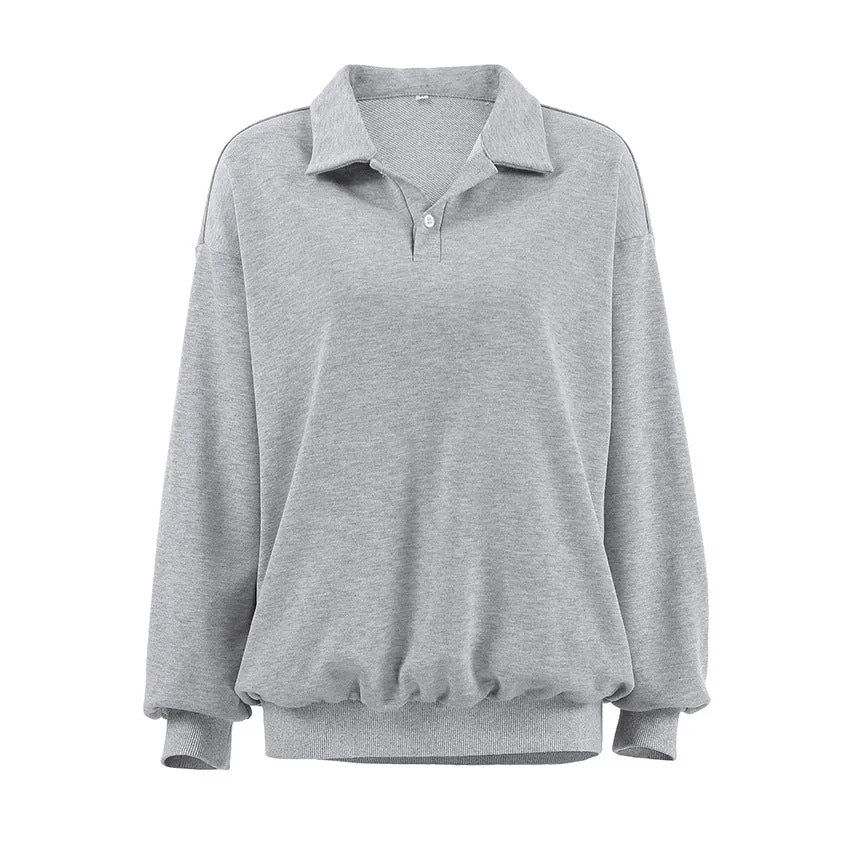 Button Down Turtleneck Sweatshirt