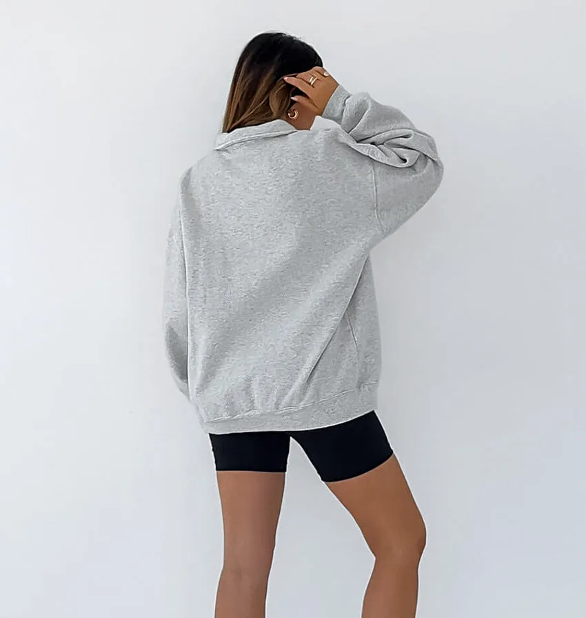 Button Down Turtleneck Sweatshirt