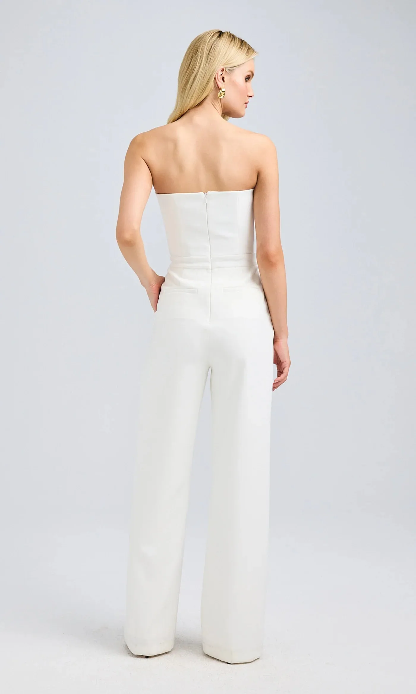 Camilo Crepe Button Jumpsuit - White