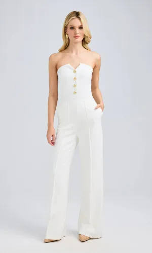 Camilo Crepe Button Jumpsuit - White