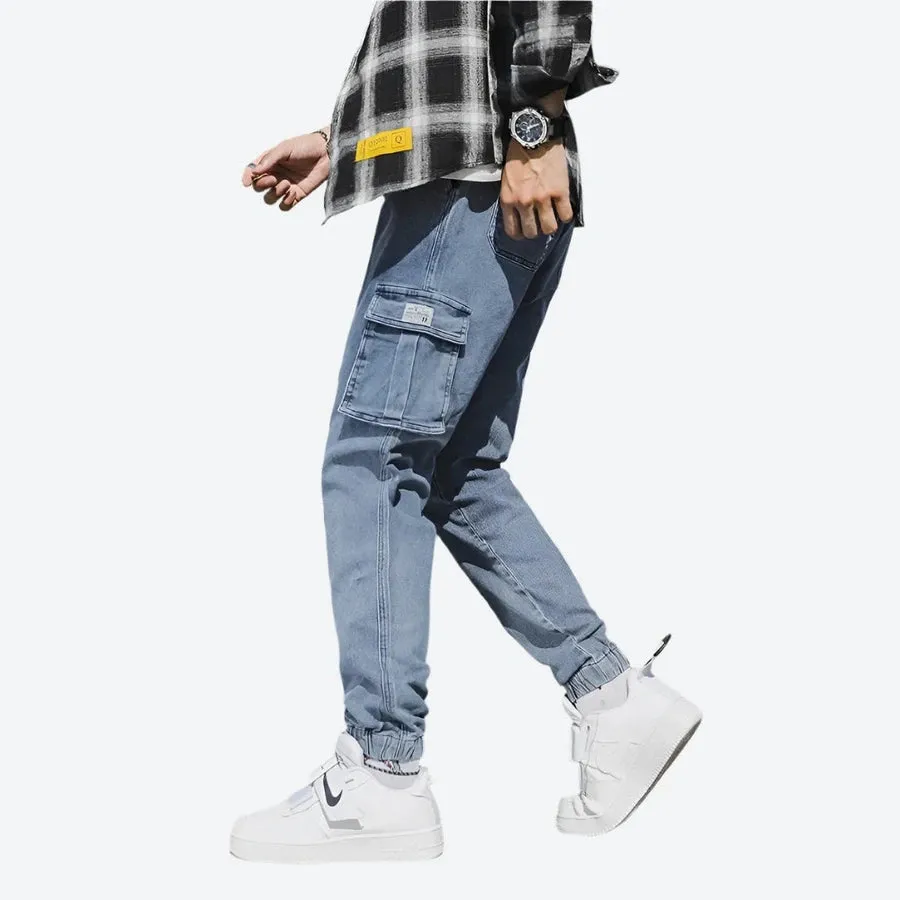 Casual Elastic Cuff Cargo Jogger Jeans
