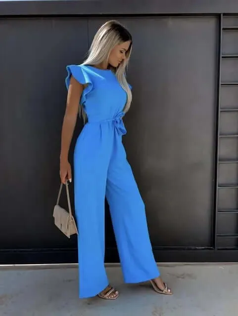 Cerys - Elegant jumpsuit with ruffles and belt