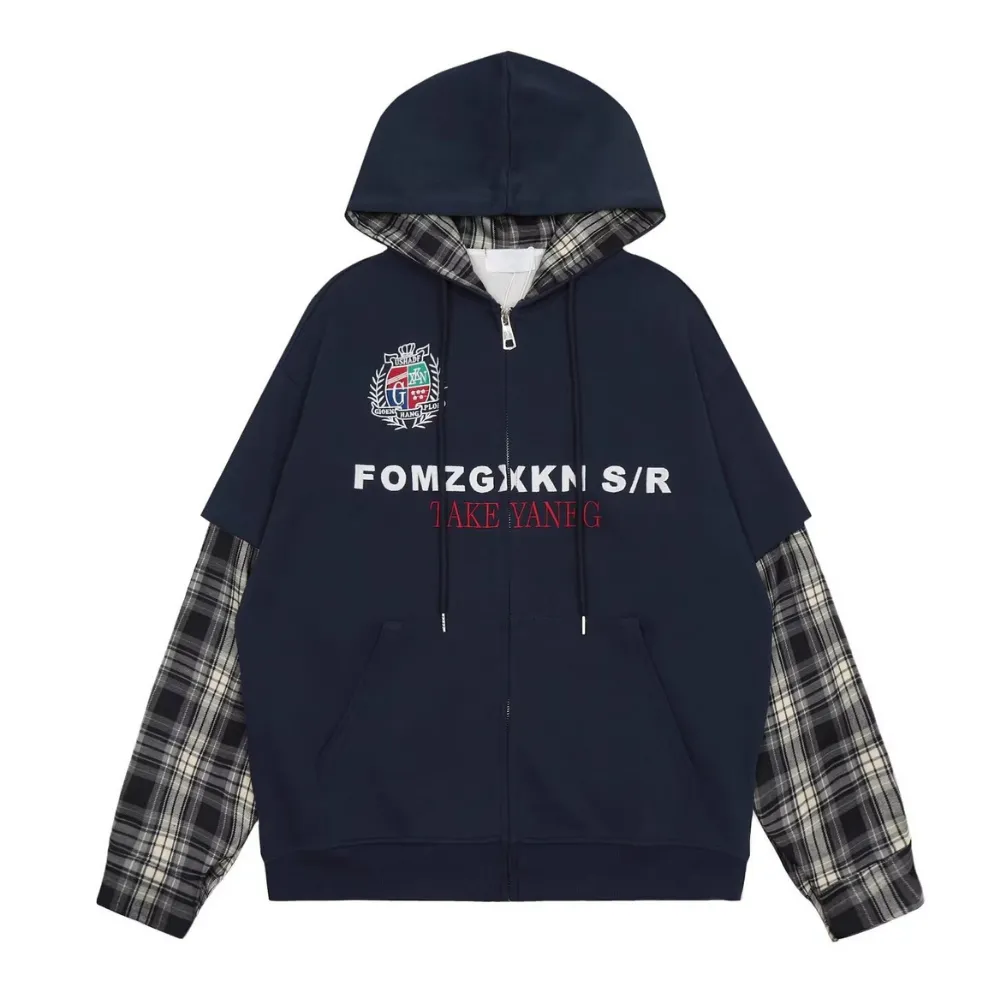 Classic Check Lined Embroidered Hoodie