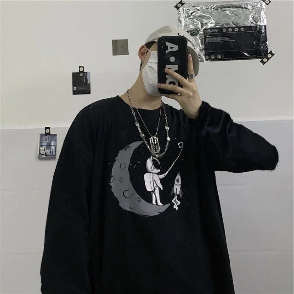 ContiNent 33 Men Long Sleeve T-shirts Autumn Print Gothic Vintage Ulzzang Cozy High Street Streetwear 5XL Baggy Korean Trendy