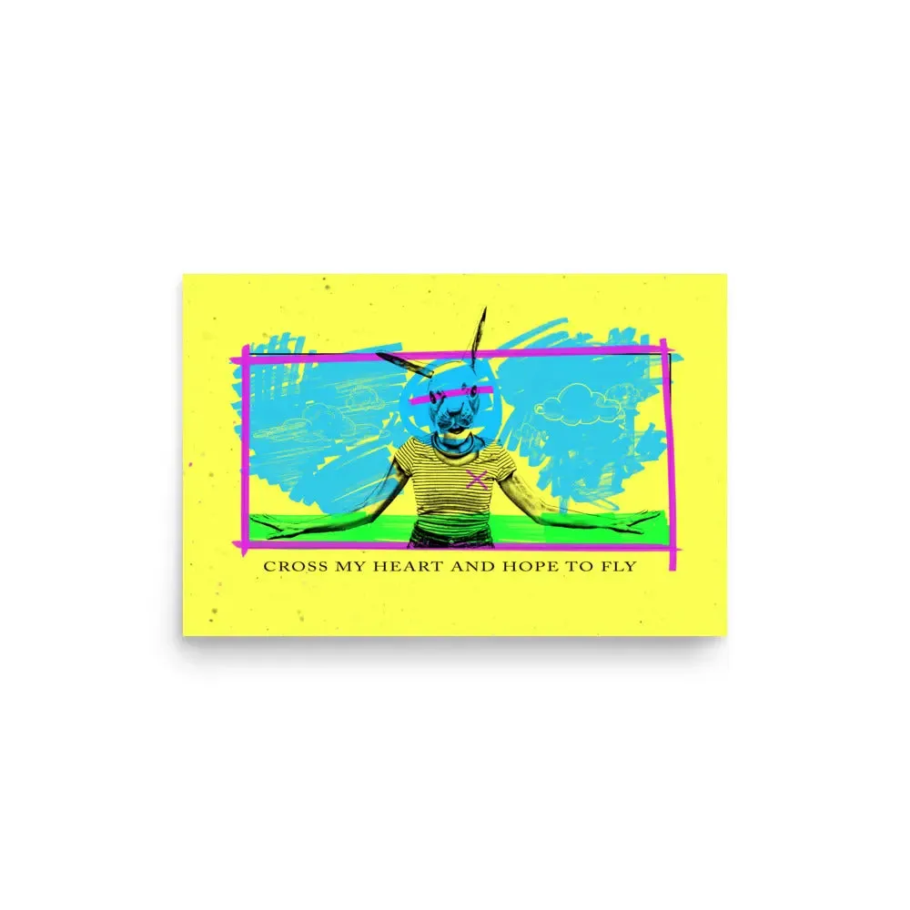 Cross My Heart – Yellow Street Art Poster