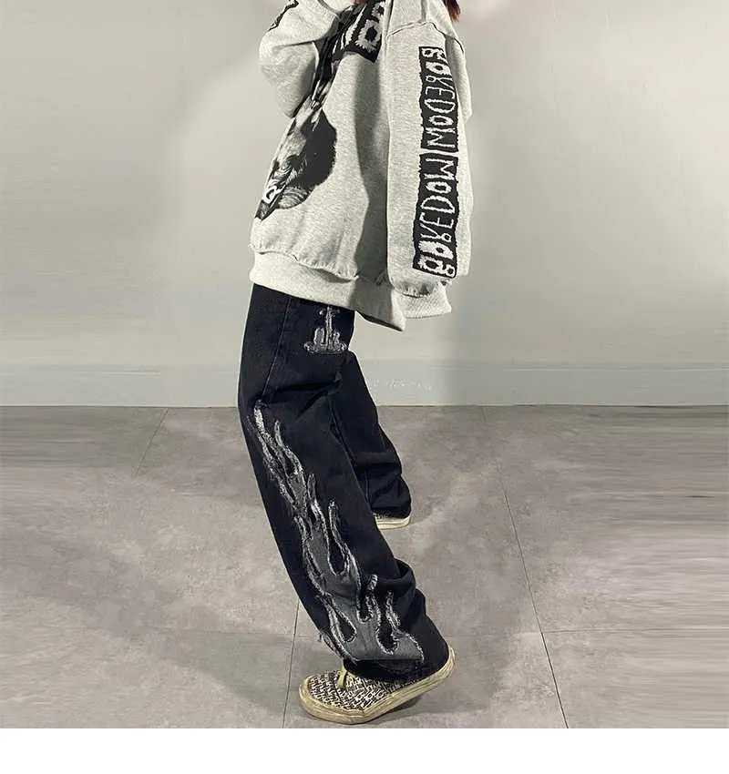 Dark streetwear Wash Jeans Women Spring 2022