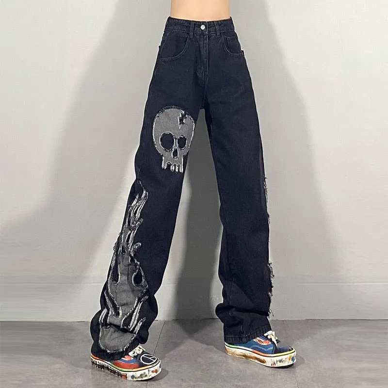 Dark streetwear Wash Jeans Women Spring 2022