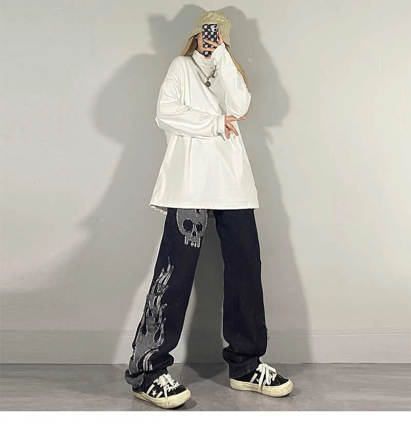 Dark streetwear Wash Jeans Women Spring 2022