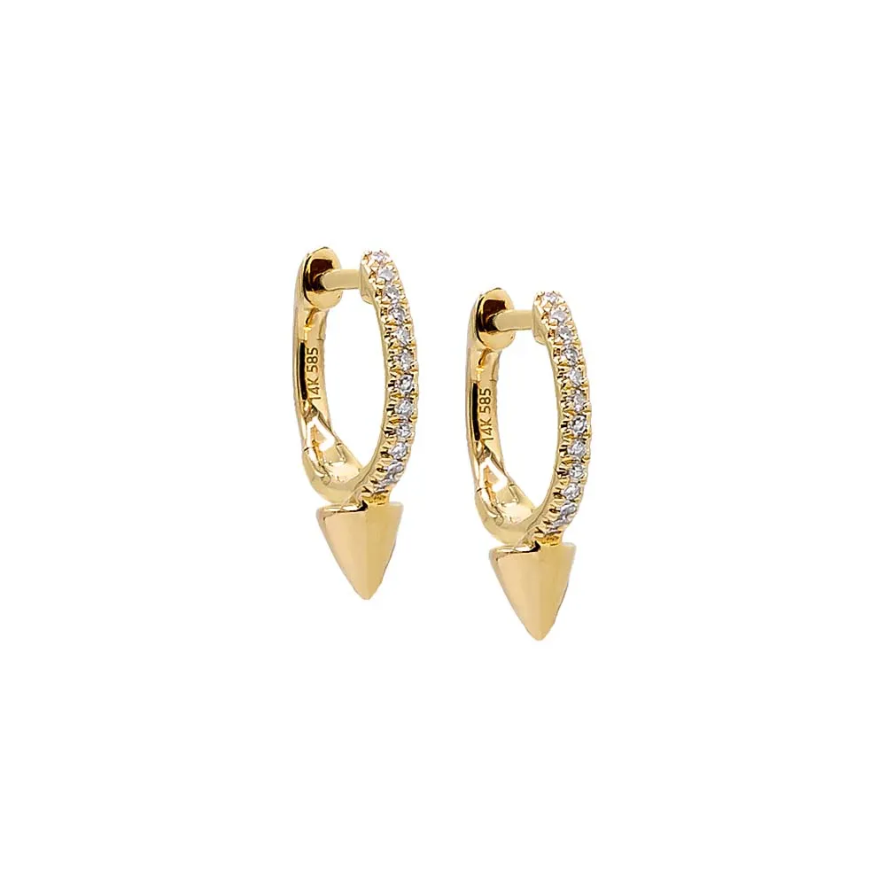 Diamond Pave Spike Huggie Earring 14K