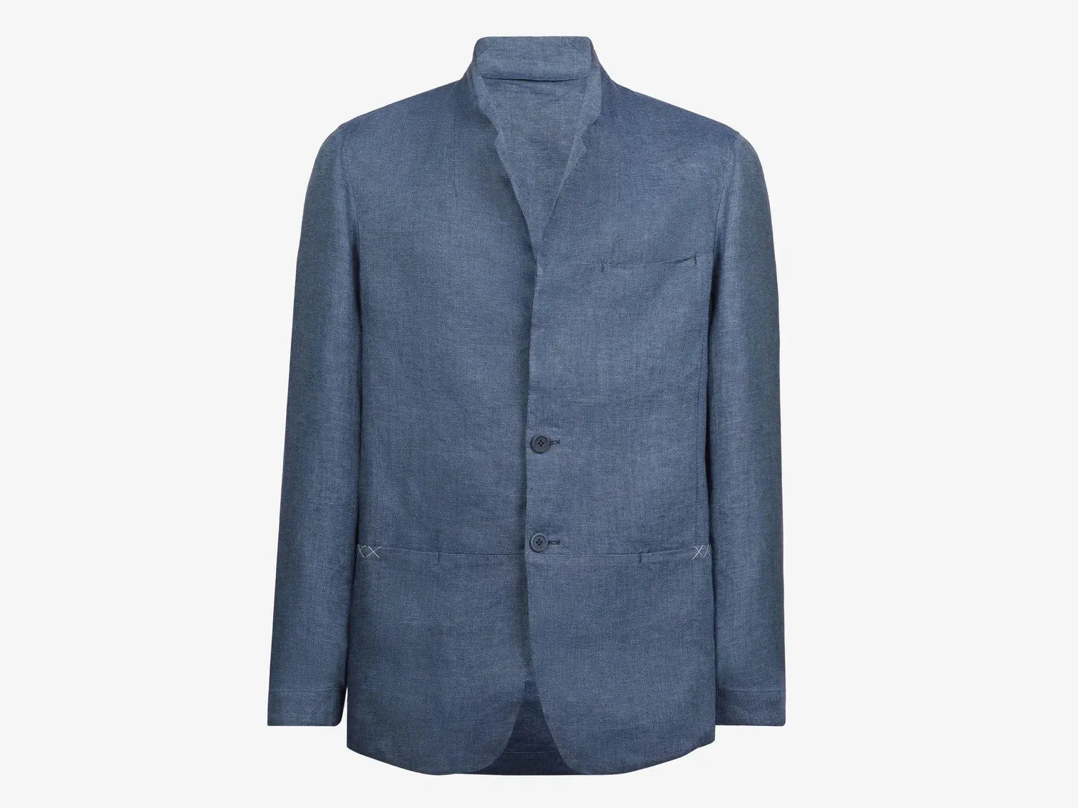 Ellen Blazer Cotton Seersucker Unstructured Blazer -  Navy Blue
