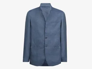 Ellen Blazer Cotton Seersucker Unstructured Blazer -  Navy Blue