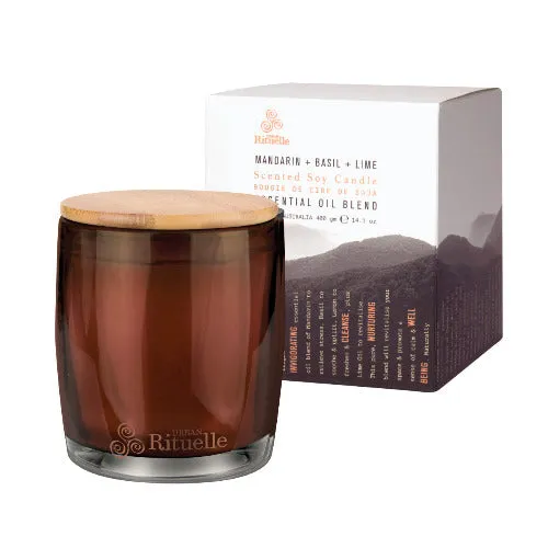 Equilibrium Mandarin, Basil & Lime Scented Soy Candle - 400g