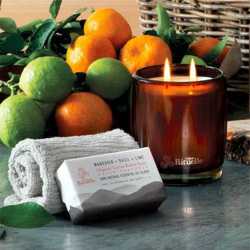 Equilibrium Mandarin, Basil & Lime Scented Soy Candle - 400g
