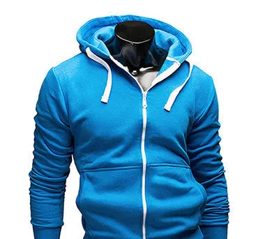fashion Sweatshirt men hit color men hoodies hip hop side zipper mensports suit slim