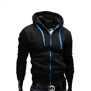 fashion Sweatshirt men hit color men hoodies hip hop side zipper mensports suit slim