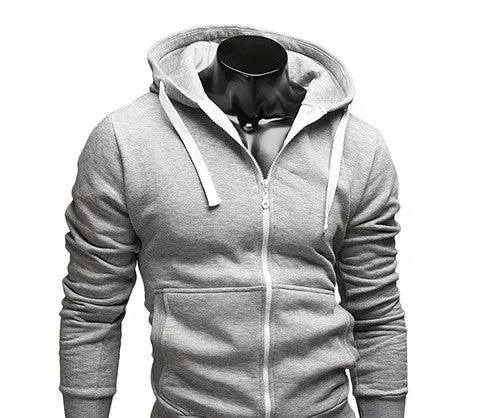 fashion Sweatshirt men hit color men hoodies hip hop side zipper mensports suit slim