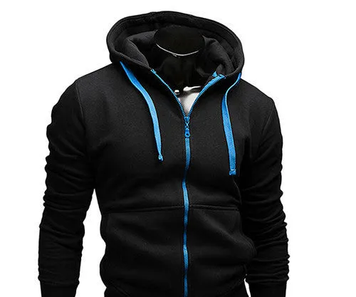 fashion Sweatshirt men hit color men hoodies hip hop side zipper mensports suit slim