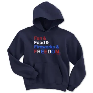 Fun & Food & Fireworks & Freedom Youth Hoodie