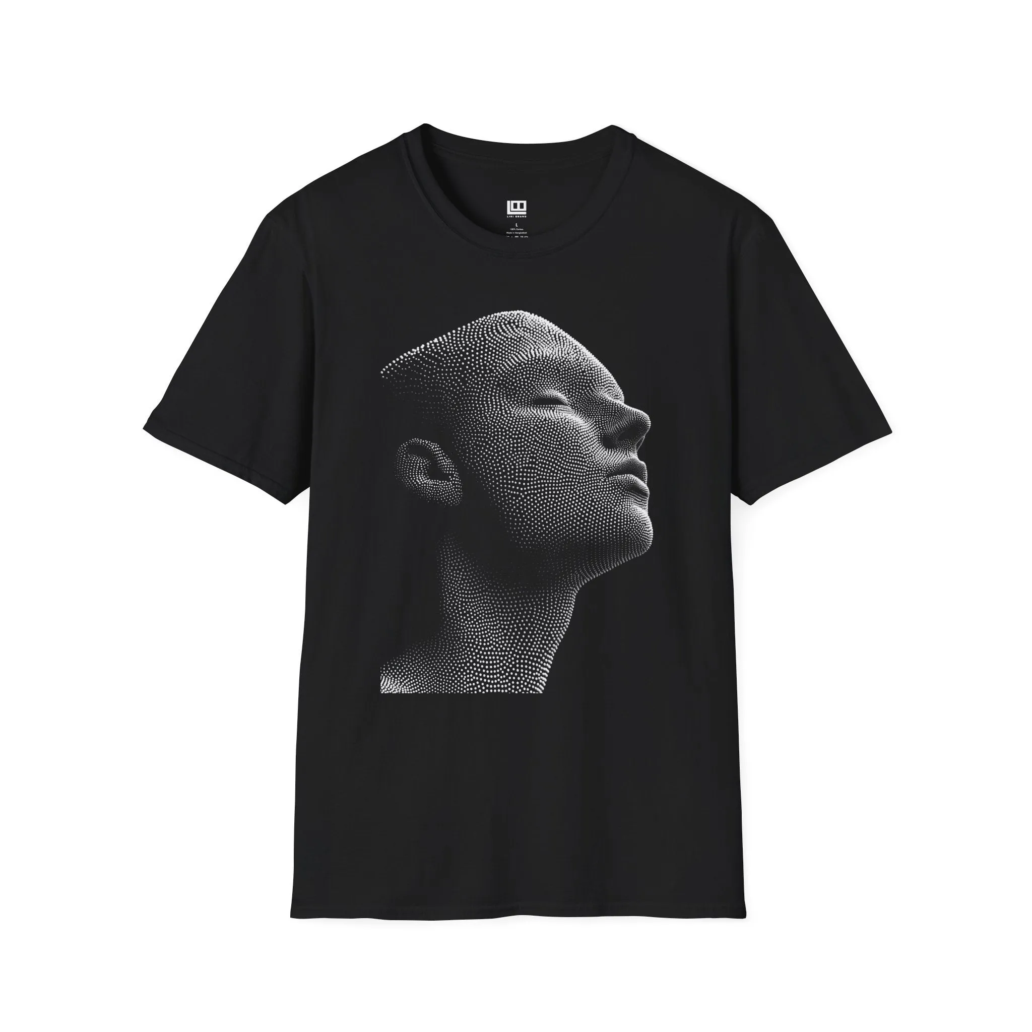 Futuristic Black and White Dot Art Streetwear Tee, Unique Soft Cotton Shirt for Men and Women, Trendy Urban Graphic Tee, Cool Modern Tee,