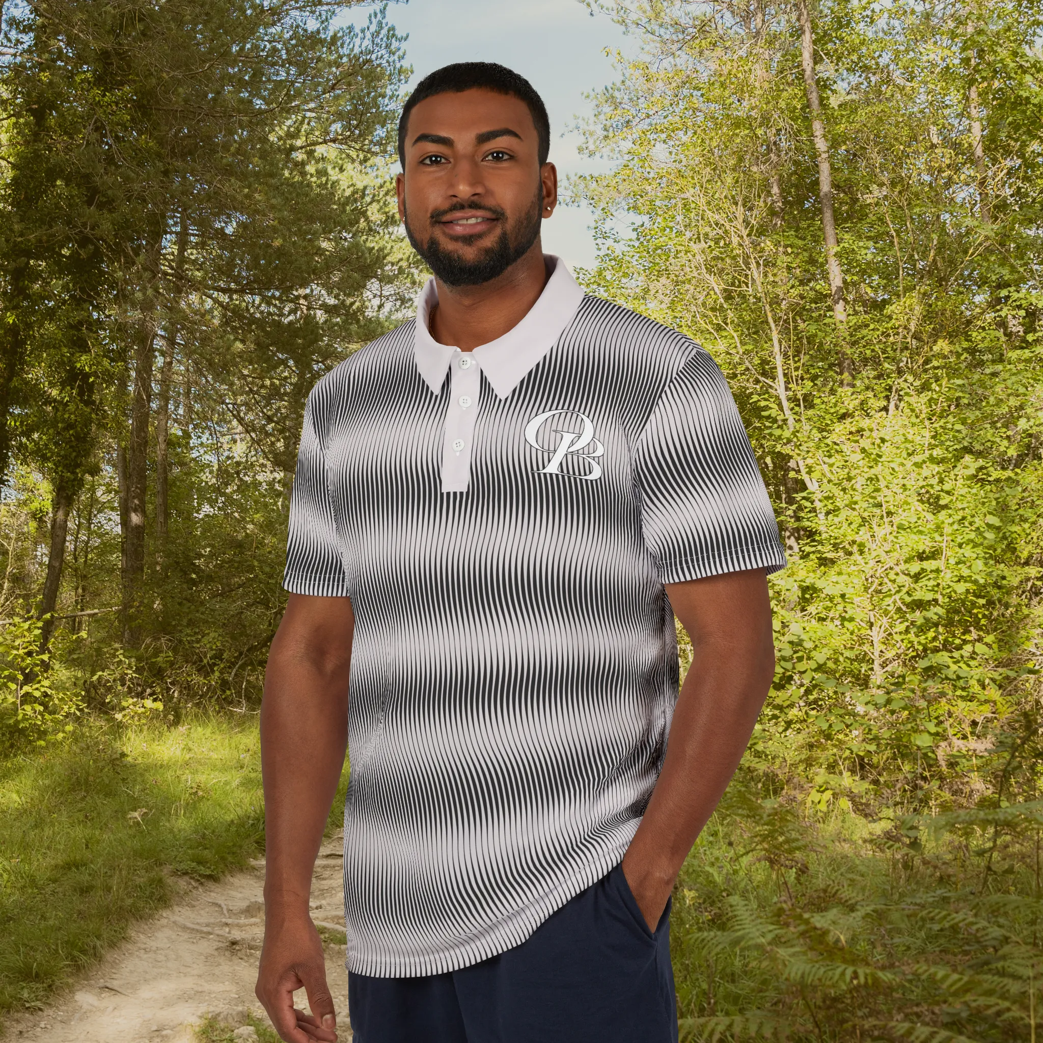 Ghost White Swirly Pattern Unisex Casual Short-Sleeve Polo Shirt