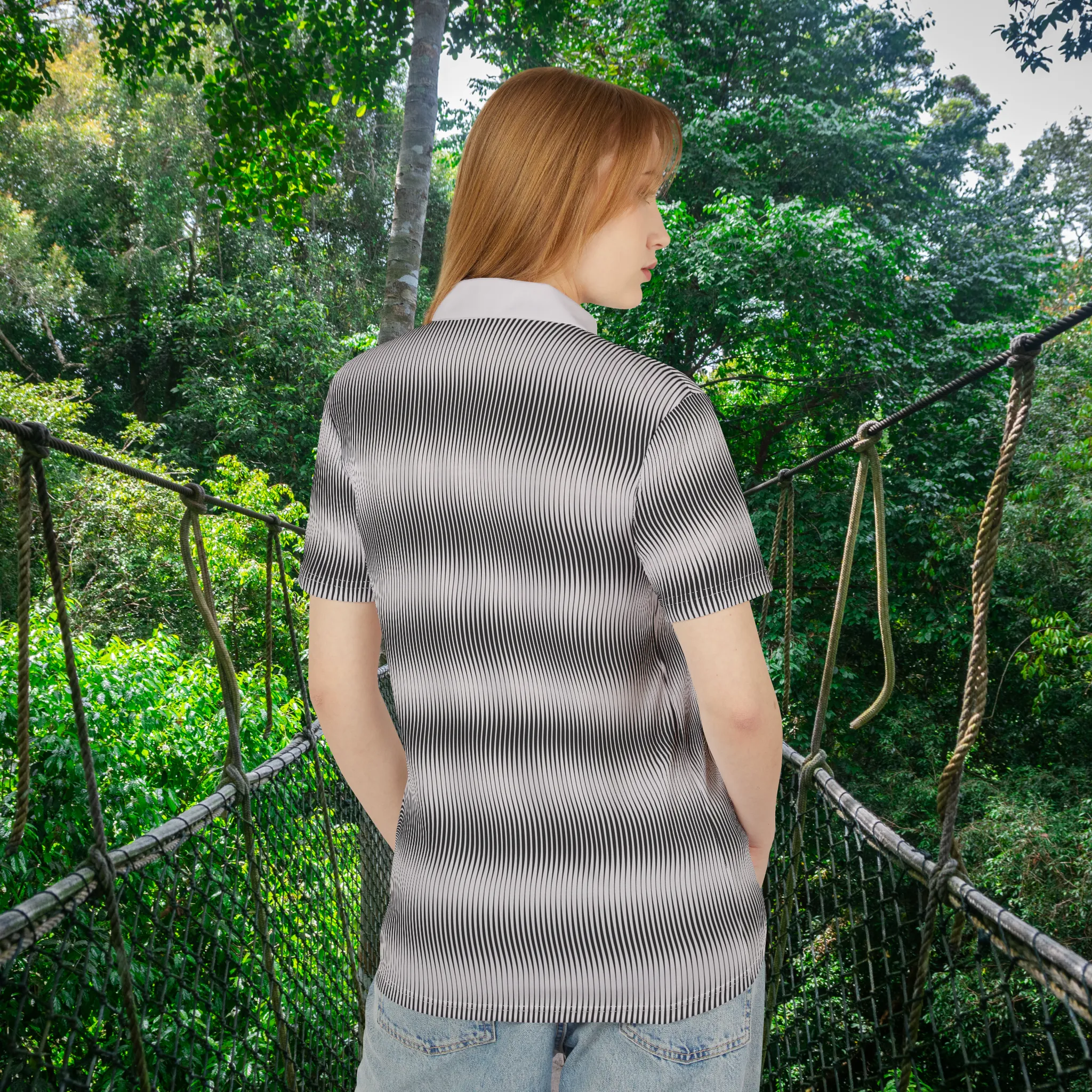 Ghost White Swirly Pattern Unisex Casual Short-Sleeve Polo Shirt