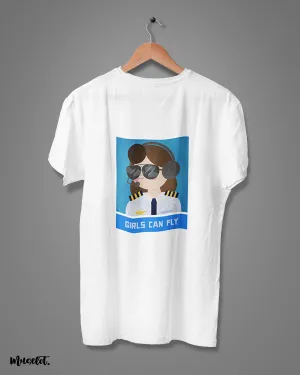 Girls can fly printed t shirts