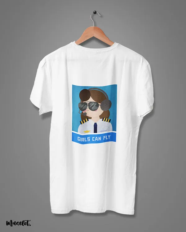Girls can fly printed t shirts