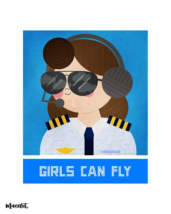 Girls can fly printed t shirts
