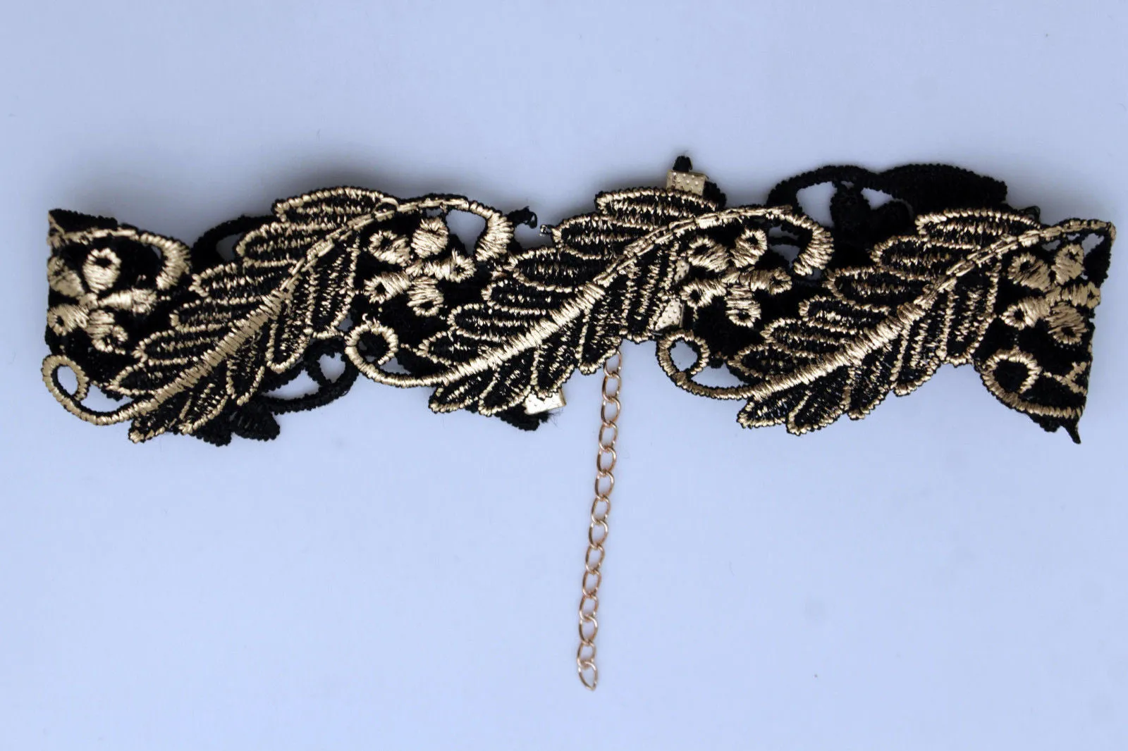 Gold Black Wide Long Leaves Flower Choker Necklace Women Chunky Hip Hop
