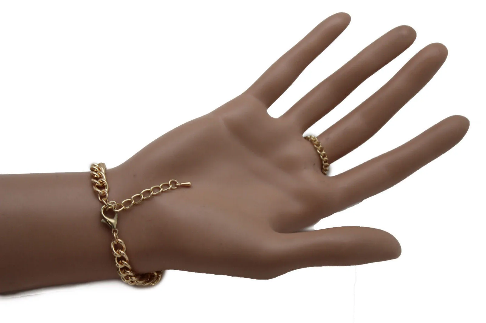 Gold Metal Hand Chain Bracelet Moons Crescent Casual Trendy