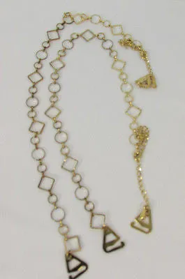 Gold Metal Lingerie Bra Straps Squares Circles Decorative