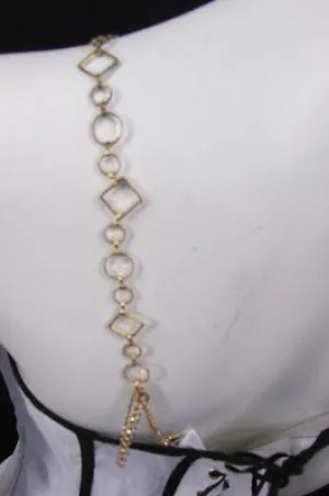 Gold Metal Lingerie Bra Straps Squares Circles Decorative