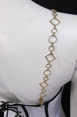 Gold Metal Lingerie Bra Straps Squares Circles Decorative