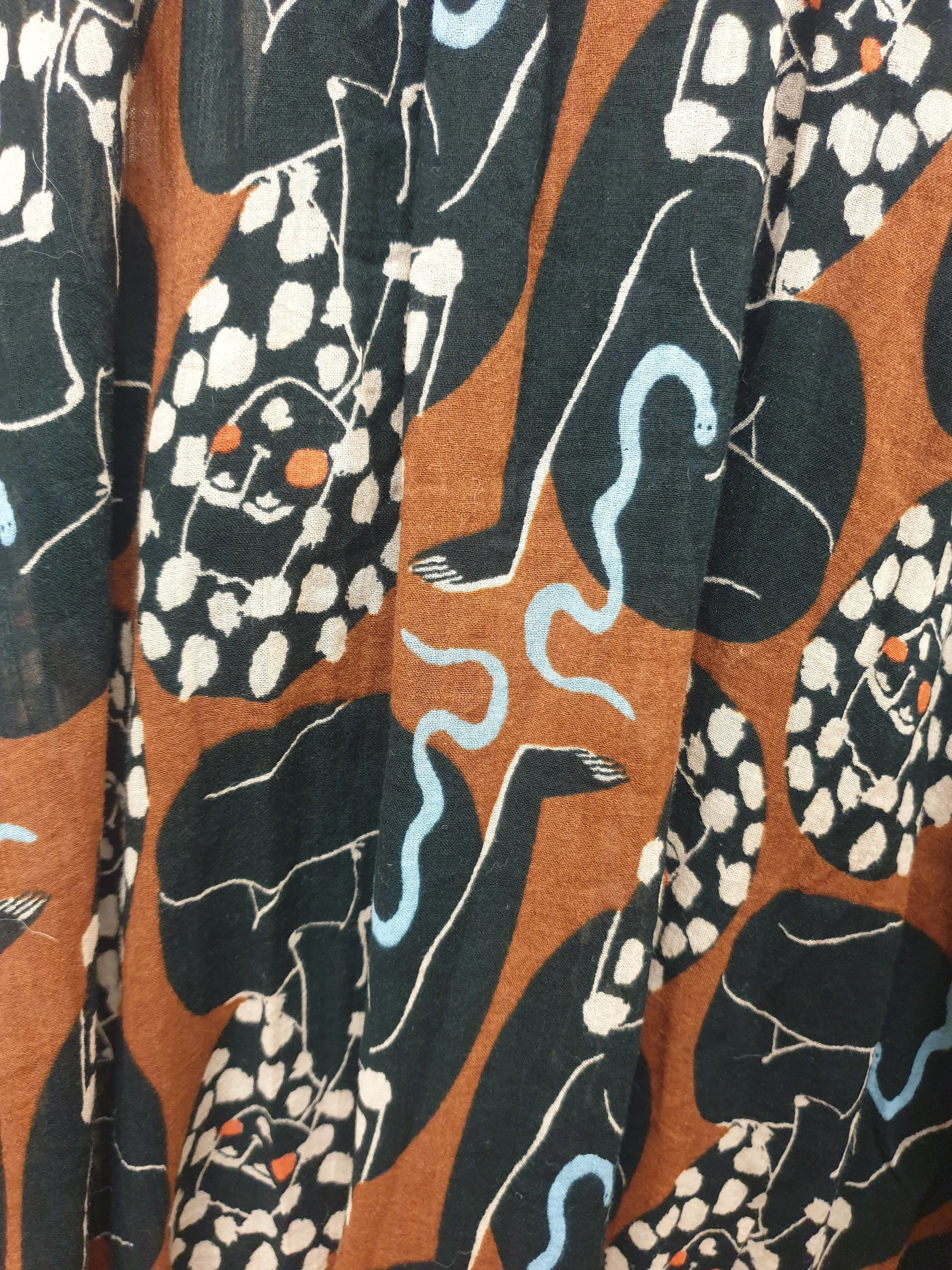 Gorman   Claire Johnson earthy toned print long sleeve dress size 10