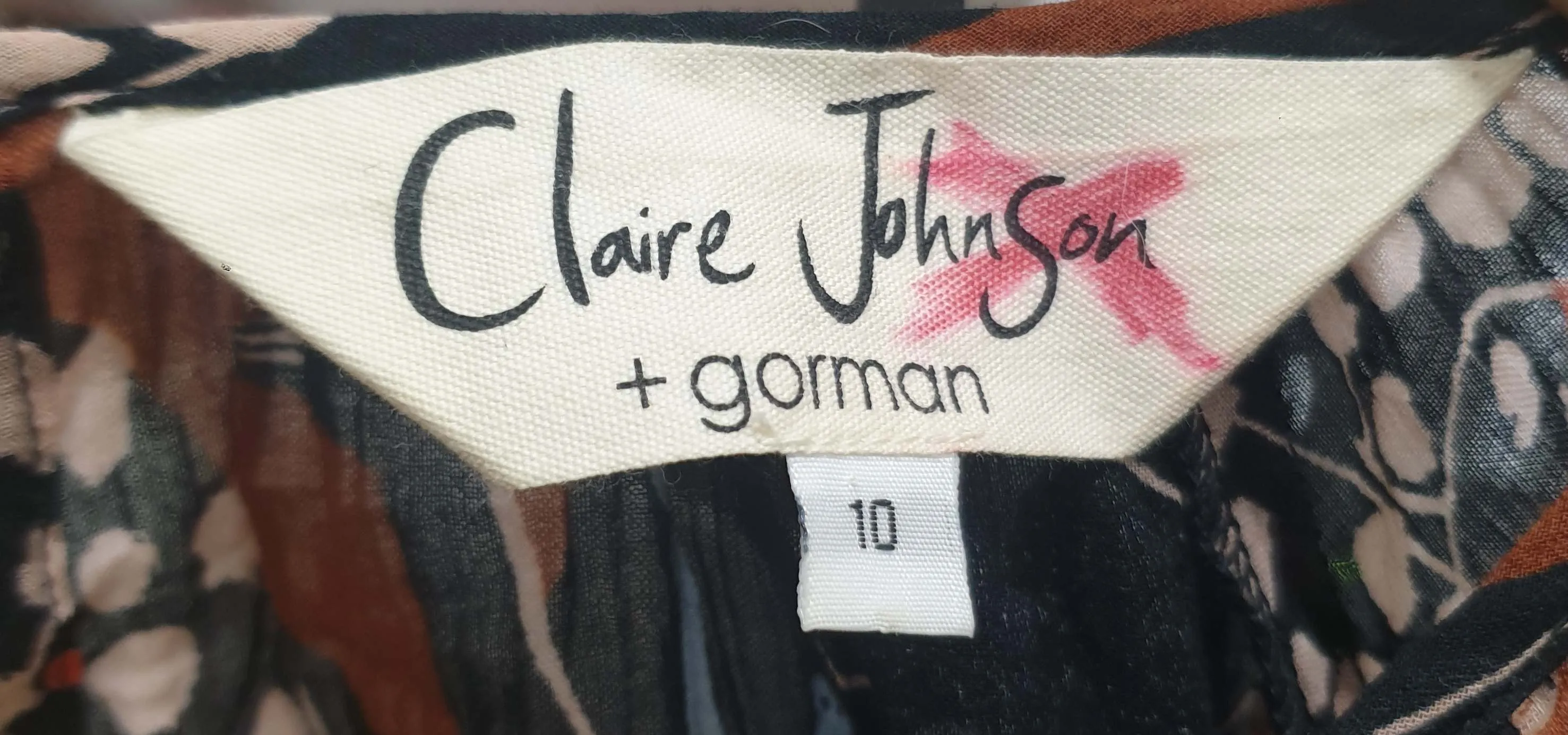 Gorman   Claire Johnson earthy toned print long sleeve dress size 10