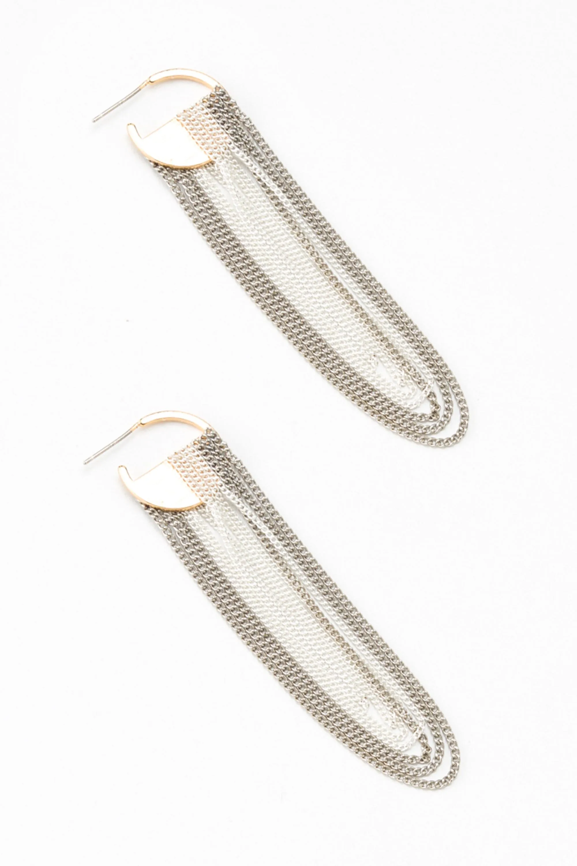 Grey Rhodium Chain Drop Earrings