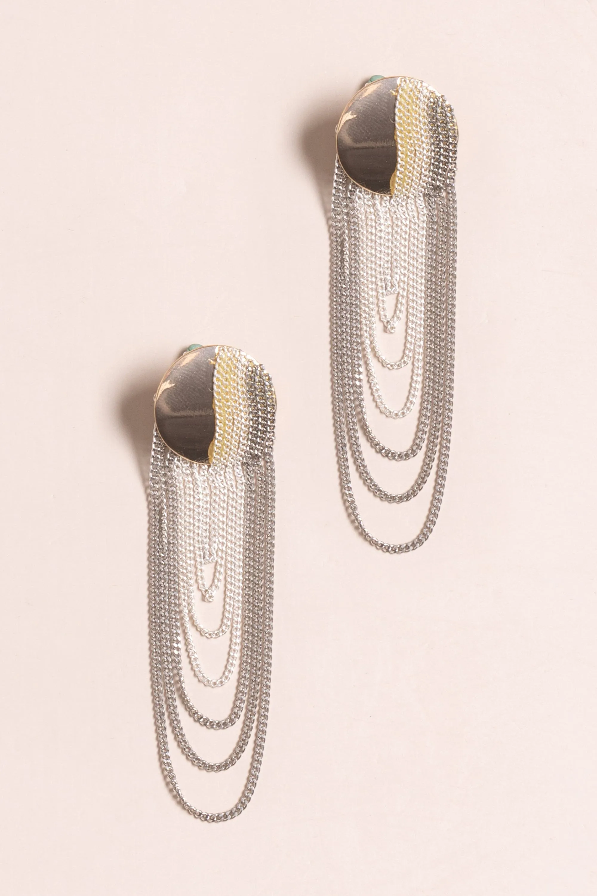 Grey Rhodium Chain Drop Earrings