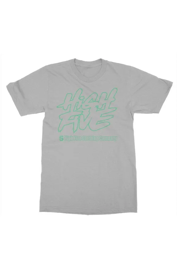 Grey T-Shirt with Mint Green Back Logo (Big &amp; Tall, Up to 5XL) | Graphic Tee, Streetwear