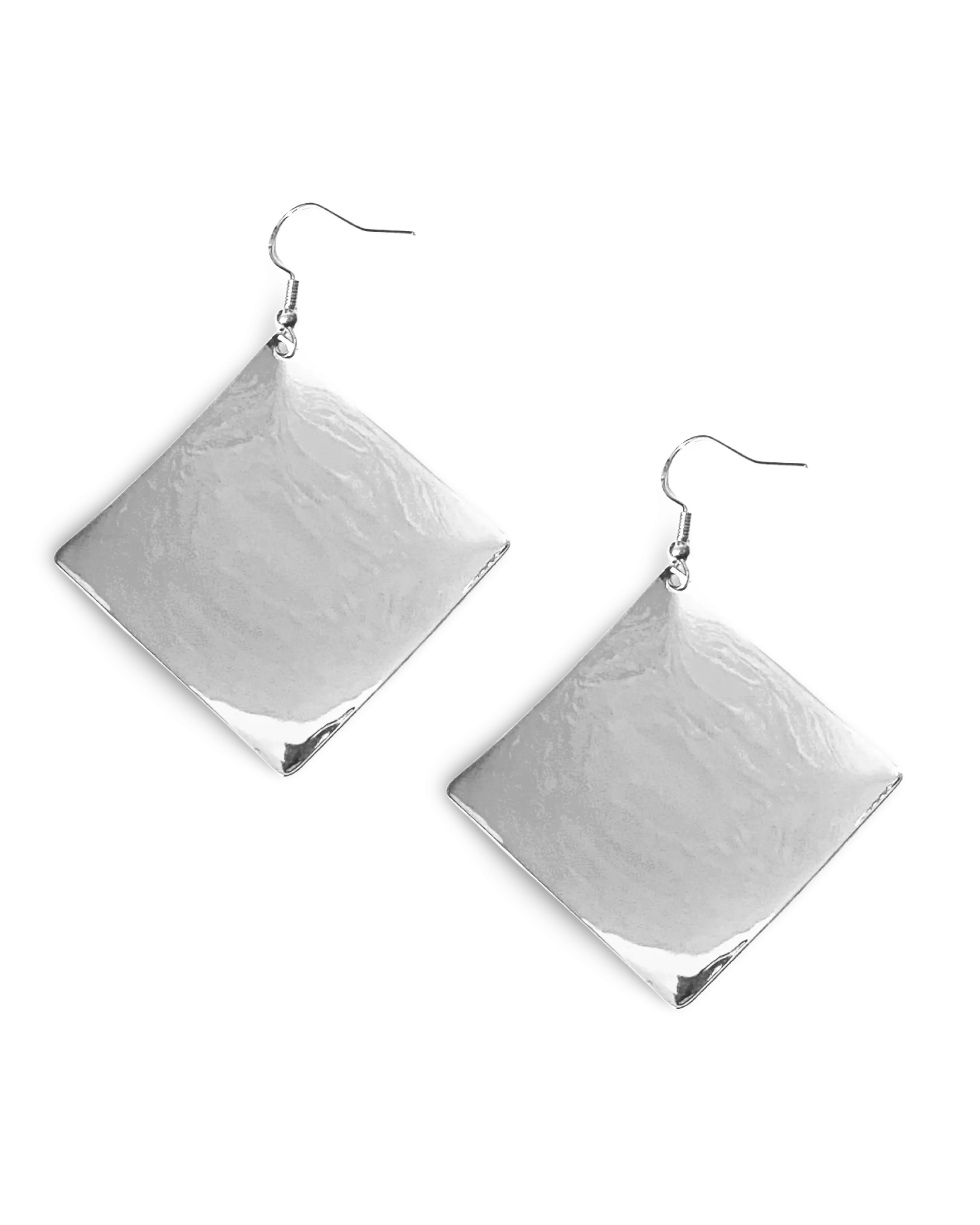 Hammered Diamond Dome Dangle Earrings